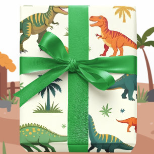 Papel De Regalo Dinos pintados