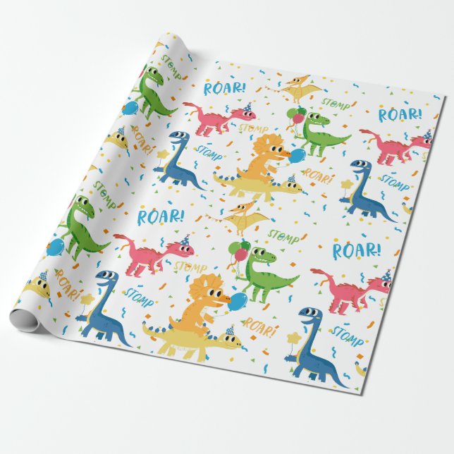 PAPEL DE REGALO DINOSAUR BIRTHDAY (Desenrollado)