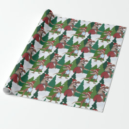 Papel De Regalo Dinosaur Christmas T-Rex Santa