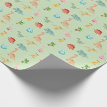 Papel de regalo Dinosaur Friends – Verde salvia