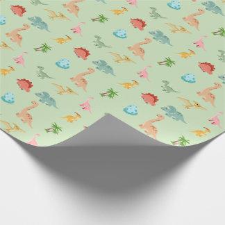 Papel de regalo Dinosaur Friends – Verde salvia
