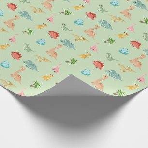 Papel de regalo Dinosaur Friends – Verde salvia
