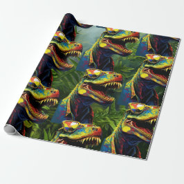 Papel De Regalo Dinosaur Jungle Guay Yellow Happy Birday