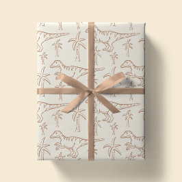 Papel De Regalo Dinosaur Pattern Modern Boy Dino Jungle Beige