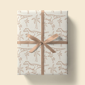 Papel De Regalo Dinosaur Pattern Modern Boy Dino Jungle Beige