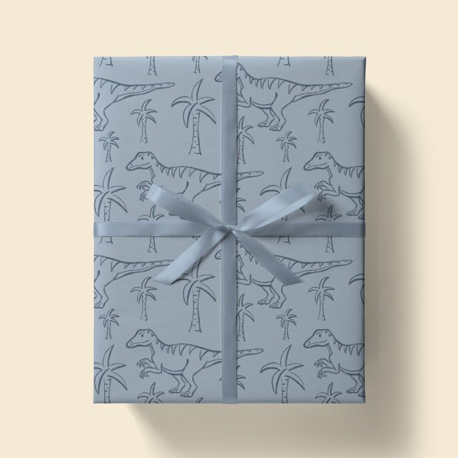 Papel De Regalo Dinosaur Pattern Modern Boy Dino Jungle Sage Green (Subido por el creador)