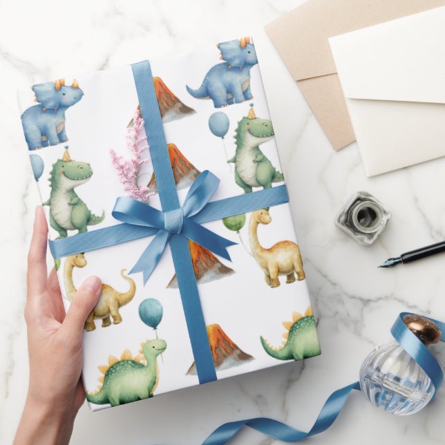 Papel De Regalo Dinosaur T-rex Name Age Wrapping Paper (Regalar)