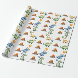 Papel De Regalo Dinosaur T-rex Name Age Wrapping Paper