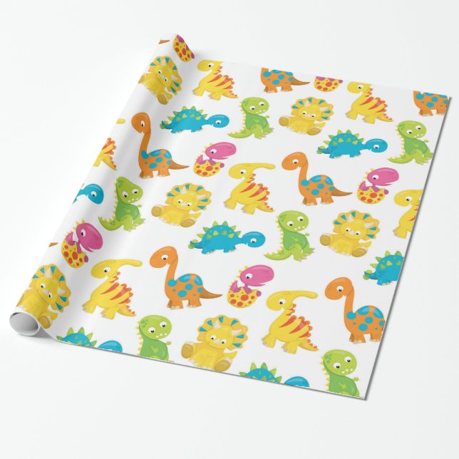 Papel De Regalo Dinosaurio Adorable (Desenrollado)