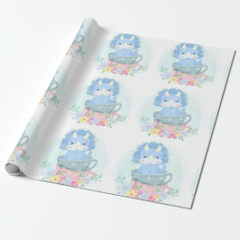 Papel De Regalo Dinosaurio azul lindo dentro de Teacups Boy Baby S