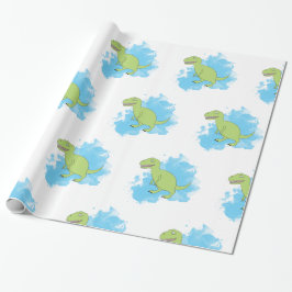 Papel De Regalo Dinosaurio con diseño de fondo acuarela