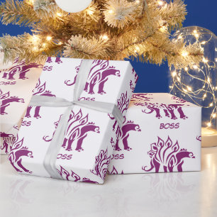 Papel De Regalo Dinosaurio con Stegosaurus púrpura