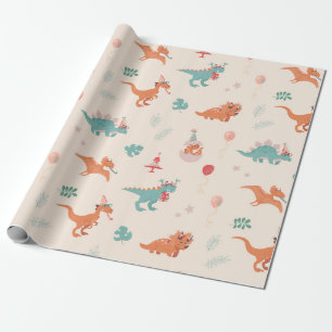 Papel De Regalo ¡Dinosaurio de cumpleaños!