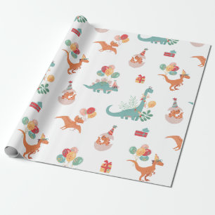Papel De Regalo ¡Dinosaurio de cumpleaños!