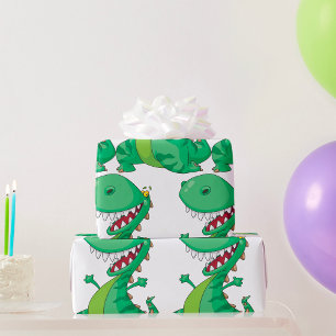 Papel De Regalo Dinosaurio de dibujos animados divertido rugiendo
