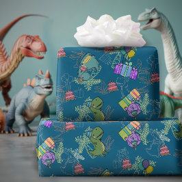 Papel De Regalo Dinosaurio de la fiesta de cumpleaños del niño Din