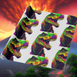 Papel De Regalo Dinosaurio Guay Amarillo Feliz cumpleaños