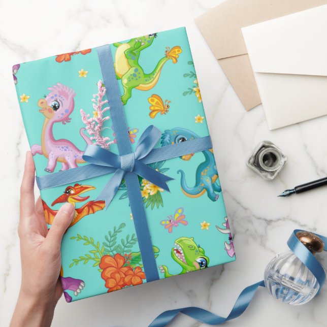 Papel De Regalo Dinosaurio juguetón (Regalar)
