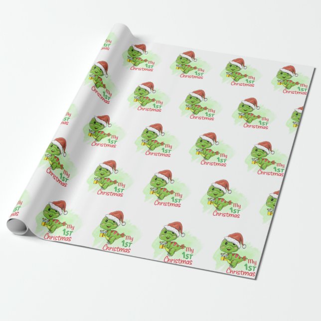 Papel De Regalo dinosaurio mis primeros navidades (Desenrollado)