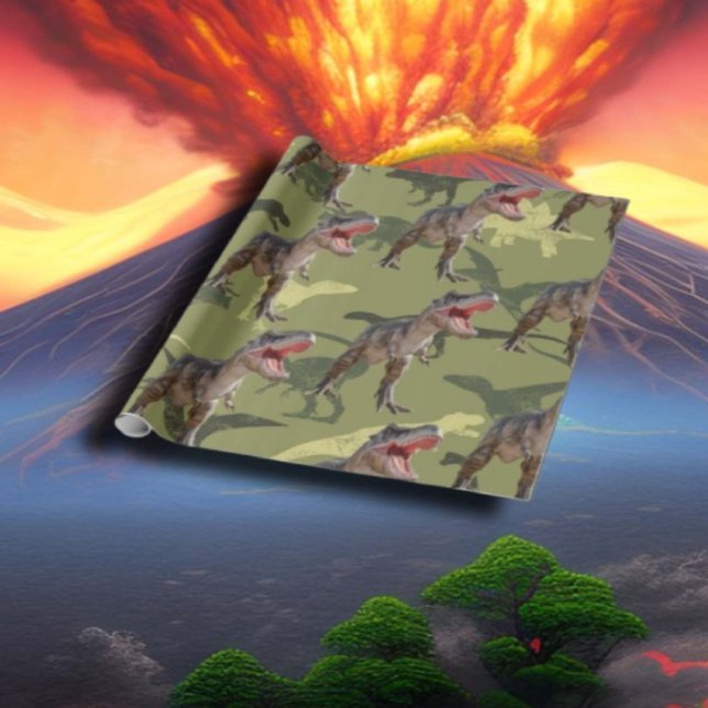 Papel De Regalo Dinosaurio Nacimiento Patrón Jurásico Mundial (Subido por el creador)