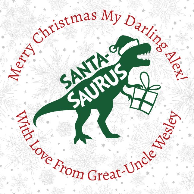 Papel De Regalo Dinosaurio Santa Saurus de Navidades verdes person (Subido por el creador)