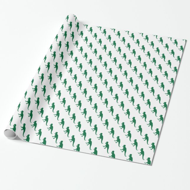 Papel De Regalo Dinosaurio Verde (Desenrollado)