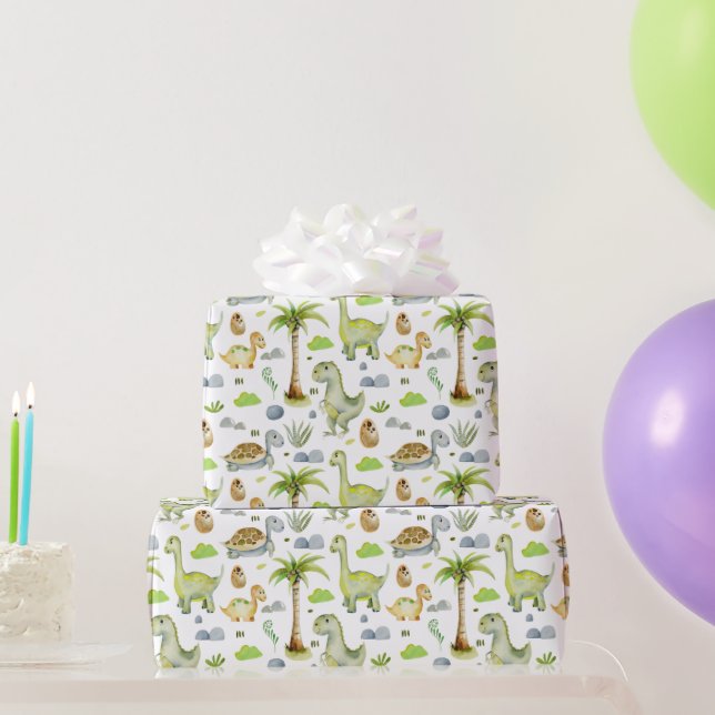 Papel De Regalo Dinosaurios bebés y tortugas (Regalos de fiesta)