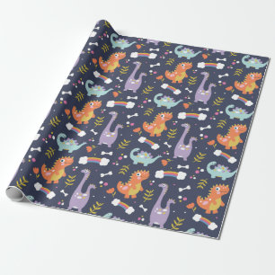 Papel De Regalo Dinosaurios Cute
