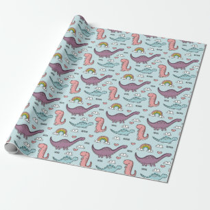 Papel De Regalo Dinosaurios Cute
