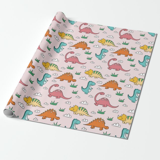 Papel De Regalo Dinosaurios Cute (Desenrollado)