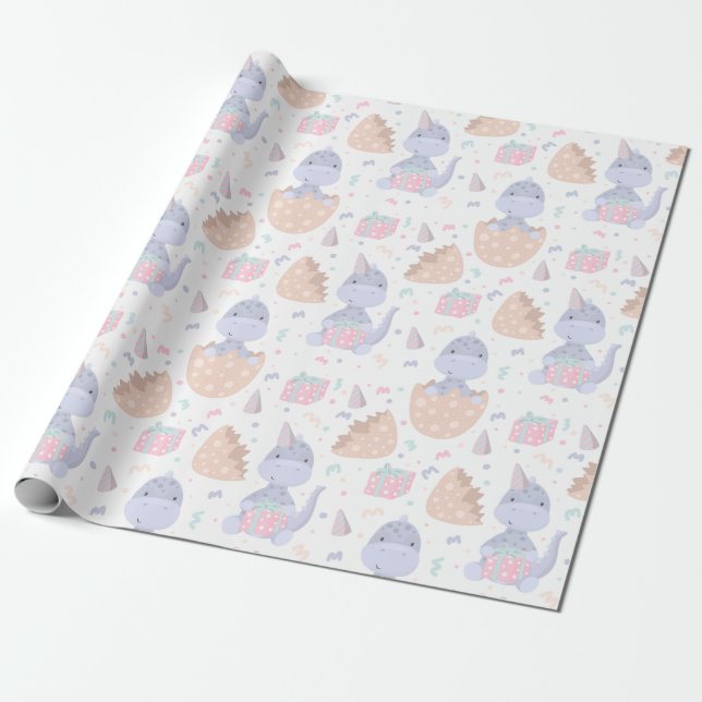Papel De Regalo Dinosaurios Cute (Desenrollado)