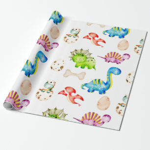 Papel De Regalo Dinosaurios de dino fino multicolor para niños