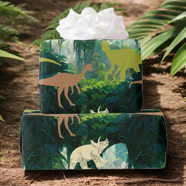 Papel De Regalo Dinosaurios de la jungla prehistórica