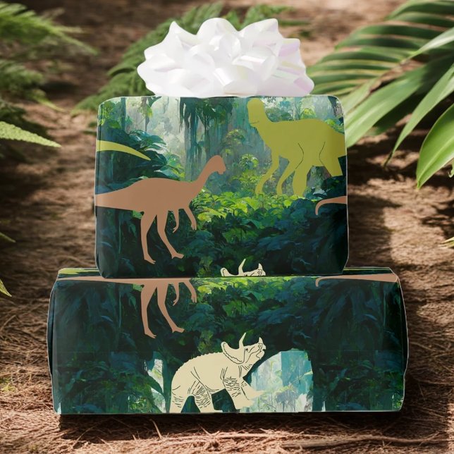 Papel De Regalo Dinosaurios de la jungla prehistórica (Subido por el creador)