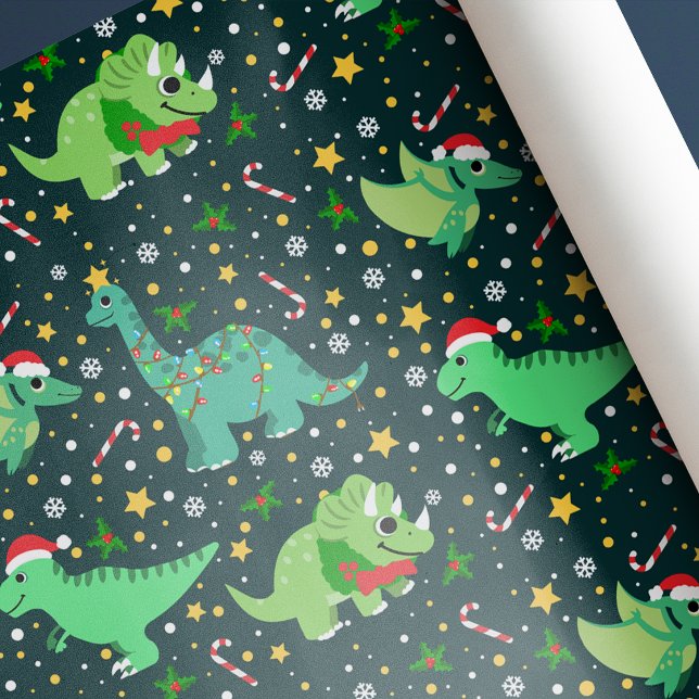 Papel De Regalo Dinosaurios de Navidades divertidos (Subido por el creador)