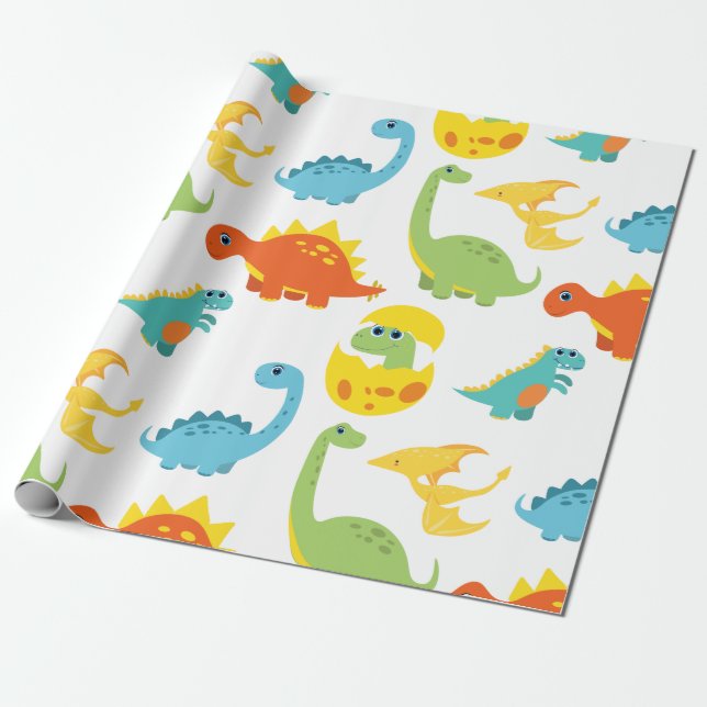 Papel De Regalo Dinosaurios de personalizado lindo (Desenrollado)