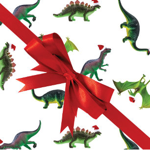 Papel De Regalo Dinosaurios en Santa Hats