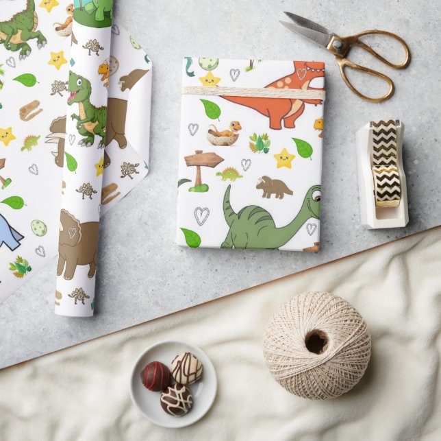 Papel de Regalo Dinosaurios Fósiles Huesos Natural (Artesanía)