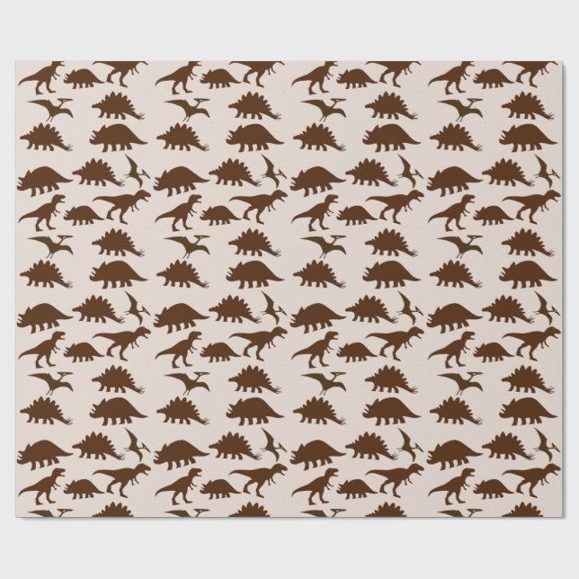 Papel De Regalo Dinosaurios Marrones (Superficie plana)