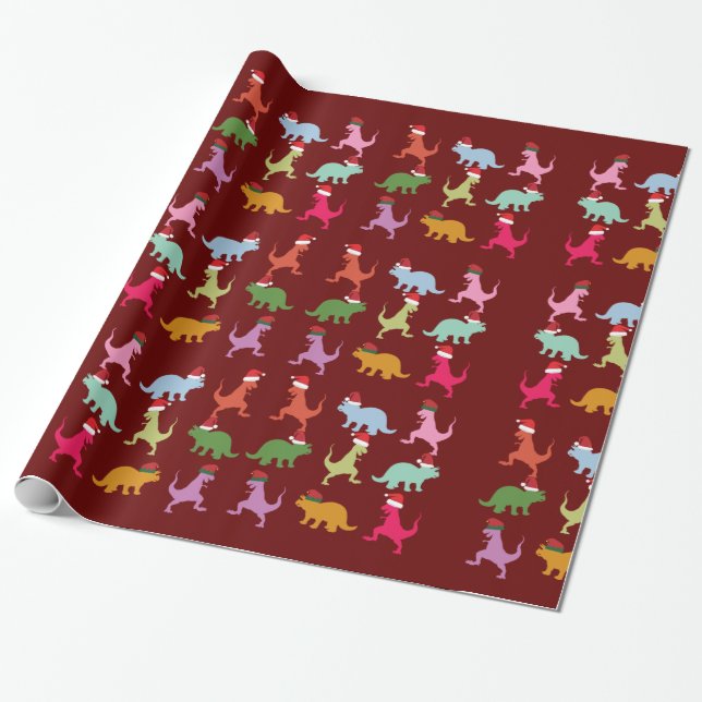Papel De Regalo Dinosaurios Navidades (Desenrollado)
