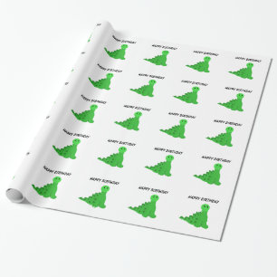 Papel De Regalo Dinosaurios verdes Tema de cumpleaños