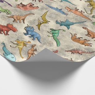 Papel De Regalo Dinosaurios y Animales Prehistóricos