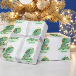 Papel De Regalo Dinosaurios y Navidades iluminan a niños Navidades