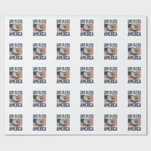 Papel De Regalo Dios bendiga el águila patriótica de América Diseñ