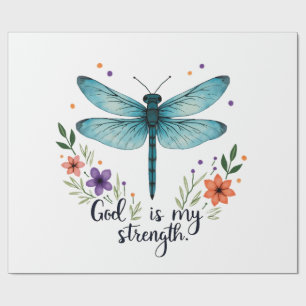 Papel De Regalo Dios es mi fuerza Floral Dragonfly Camiseta Cristi