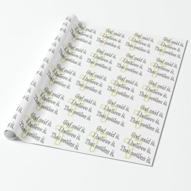 Papel De Regalo Dios lo dijo en letras marrones  (Desenrollado)