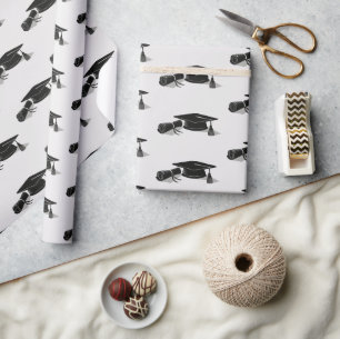 Papel De Regalo Diploma de Grad Cap (negro)