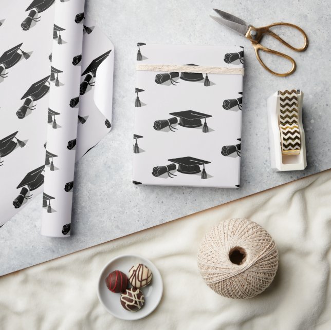 Papel De Regalo Diploma de Grad Cap (negro) (Artesanía)