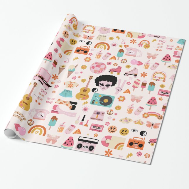 Papel De Regalo disco 1970 alien funky groovy (Desenrollado)