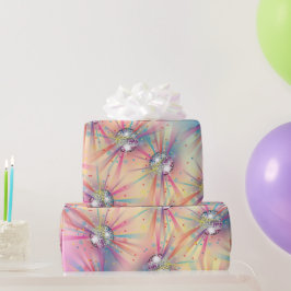 Papel De Regalo Disco Ball Baby Shower Groovy Pastel Rainbow